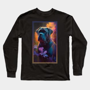 Cane Corso Dog Vibrant Tropical Flower Tall Digital Oil Painting Portrait Long Sleeve T-Shirt